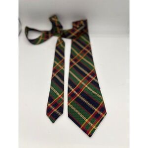 Kenzo Paris Plaid Silk Tie Mens Necktie Green Red Yellow Blue Made in Italy
